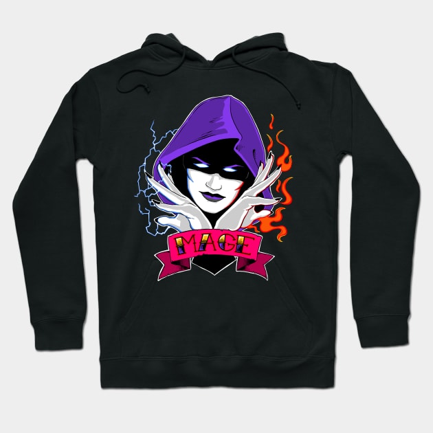 Fire and Lightning Mage - Retro Colorful Fantasy Magic Hoodie by Brick Idea Entertainment